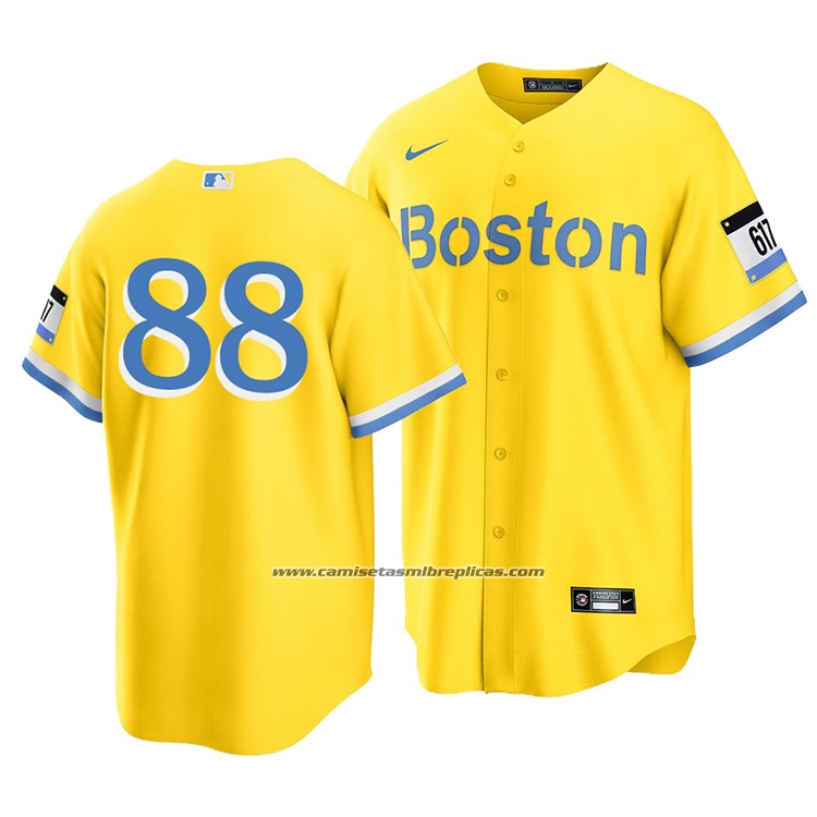 Camiseta Beisbol Hombre Boston Red Sox Michael Gettys 2021 City Connect Replica Oro